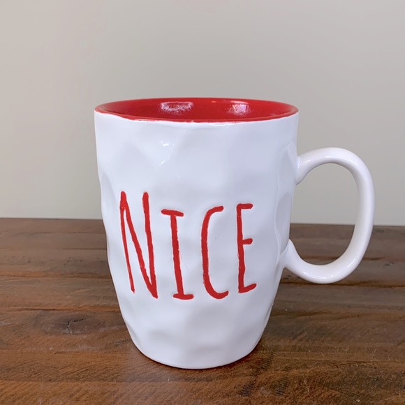 Other - “NICE” Large Holiday Red & White Mug